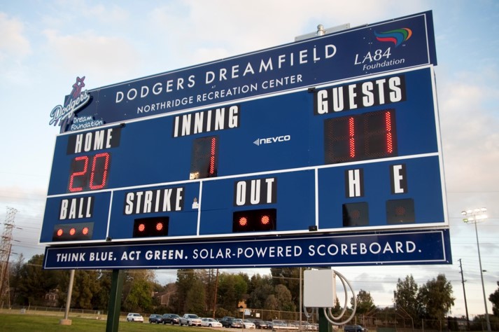 dodgers dreamfield scoreboard